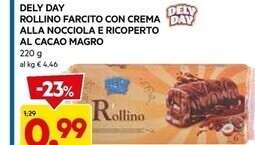 DPiù Delyday rollino farcito con crema day alla nocciola e ricoperto al cacao magro offerta