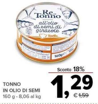 Todis TONNO IN OLIO DI SEMI 160 g offerta
