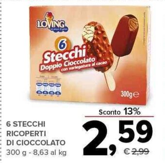 Todis 6 STECCHI RICOPERTI DI CIOCCOLATO 300 g offerta