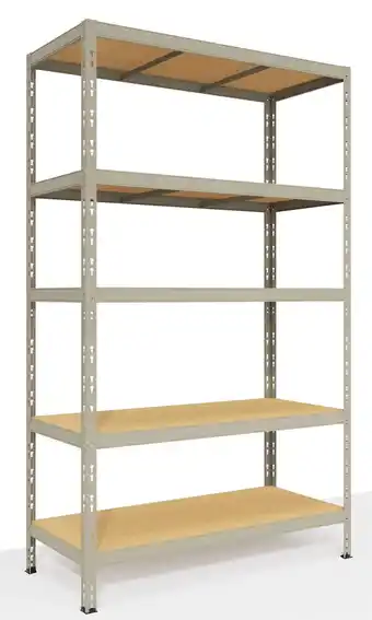 Bricocenter Scaffale in metallo e legno l120xp50xh200cm, 300 kg, 5 ripiani grigio spaceo offerta