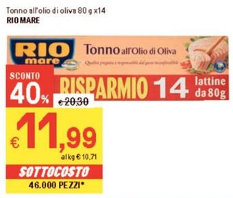 Iper La Grande Tonno all'olio di oliva 80 g x14 RIO MARE offerta