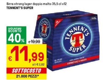 Iper La Grande Birra strong lager doppio malto 35,5 cl x12 TENNENT'S SUPER offerta