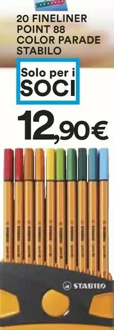 Coop Stabilo Fineliner - Point 88 - Astuccio Da 10 - Colori Assortiti offerta