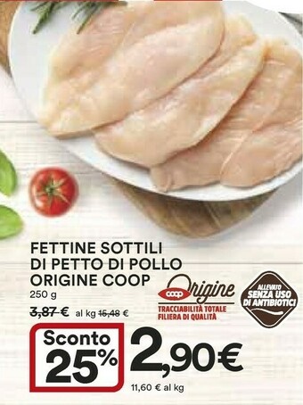 Coop Coop Fettine Sottili Di Petto Di Pollo Origine offerta