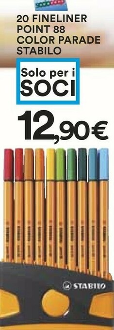 Coop Stabilo Fineliner - Point 88 - Astuccio Da 10 - Colori Assortiti offerta