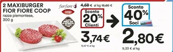 Coop Coop - Maxiburger Di Bovino Di Razza Piemontese Fiorfiore 300 G(ml) offerta