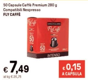 Iper La Grande 50 Capsule Caffè Premium 280 g Compatibili Nespresso FLY CAFFE offerta