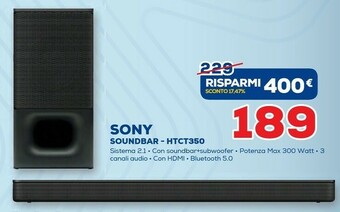 Euronics Sony Soundbar HTCT350 offerta