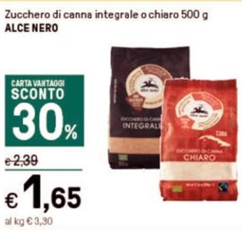 Iper La Grande Zucchero di canna integrale o chiaro 500 g ALCE NERO offerta