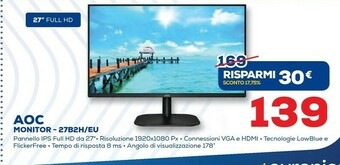 Euronics AOC B2 27B2H/EU LED Display 68,6 Cm (27") 1920 X 1080 Pixel Full HD Nero offerta