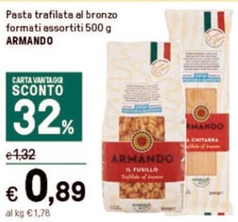 Iper La Grande Pasta trafilata al bronzo formati assortiti 500 g ARMANDO offerta