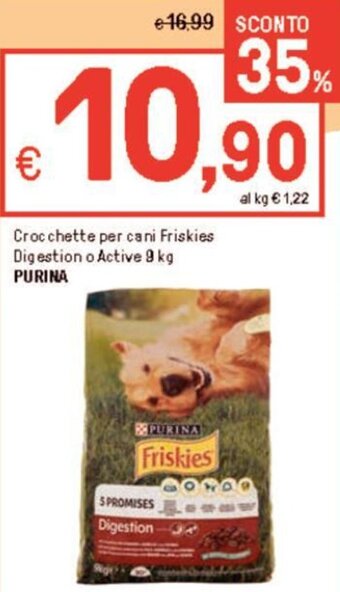 Iper La Grande Crocchette per cani Friskies Digestion o Active 9 kg PURINA offerta