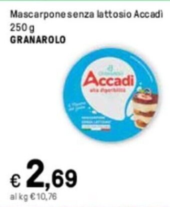 Iper La Grande Mascarpone senza lattosio Accadi 250 g GRANAROLO offerta