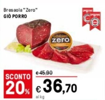 Iper La Grande Bresaola "Zero" GIÒ PORRO offerta