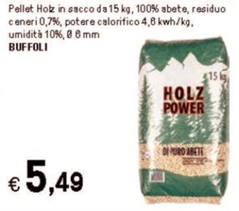 Iper La Grande Pellet Holz in sacco da 15 kg BUFFOLI offerta