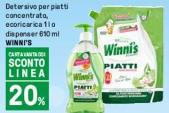 Iper La Grande Detersivo per piatti concentrato, ecoricarica 11o dispenser 610 ml WINNI'S offerta