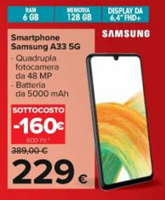 Carrefour Iper Smartphone Samsung A33 5G offerta