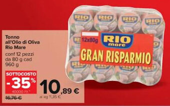Carrefour Iper Tonno all'Olio di Oliva Rio Mare 960 g offerta