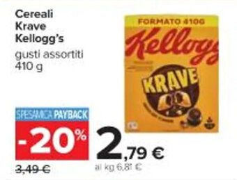 Carrefour Iper Cereali Krave Kellogg's gusti assortiti 410 g offerta