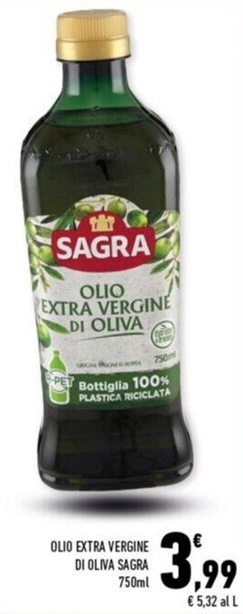 Conad Margherita OLIO EXTRA VERGINE DI OLIVA SAGRA 750ml offerta