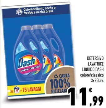 Conad Margherita DETERSIVO LAVATRICE LIQUIDO DASH colore/classico 3x25lav. offerta