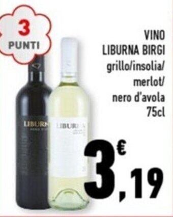 Conad Margherita VINO LIBURNA BIRGI grillo 75cl offerta