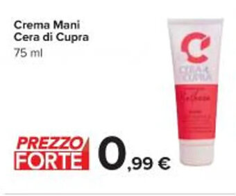 Carrefour Iper Crema Mani Cera di Cupra 75 ml offerta