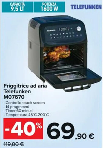 Carrefour Iper Friggitrice ad aria Telefunken M07670 offerta
