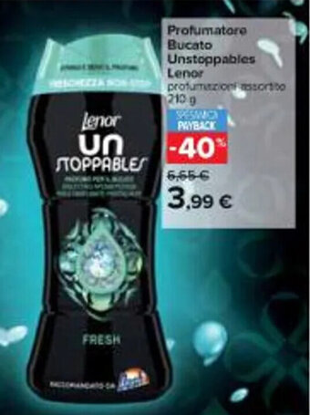 Carrefour Iper Profumatore Bucato Unstoppables Lenor 210 g offerta