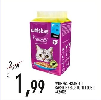 WHISKAS PRANZETTI CARNE E PESCE TUTTI I GUSTI 6X50GR