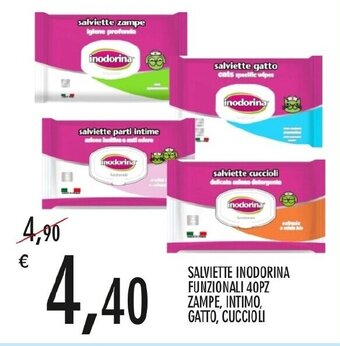 Moby Dick SALVIETTE INODORINA FUNZIONALI 40PZ ZAMPE, INTIMO, GATTO, CUCCIOLI offerta