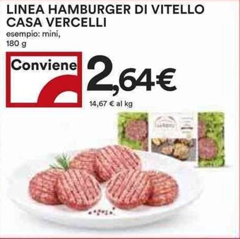 Coop LINEA HAMBURGER DI VITELLO CASA VERCELLI 180 g offerta