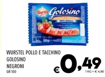 WURSTEL POLLO E TACCHINO GOLOSINO NEGRONI gr 100