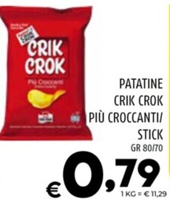 Il Centesimo PATATINE CRIK CROK PIÙ CROCCANTI/ STICK gr 80/70 offerta