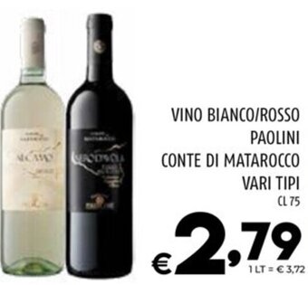 Il Centesimo VINO BIANCO/ROSSO PAOLINI CONTE DI MATAROCCO VARI TIPI CL 75 offerta