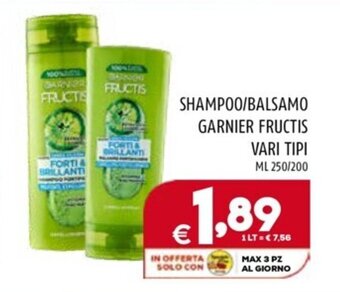 Il Centesimo SHAMPOO/BALSAMO GARNIER FRUCTIS VARI TIPI ml 250/200 offerta