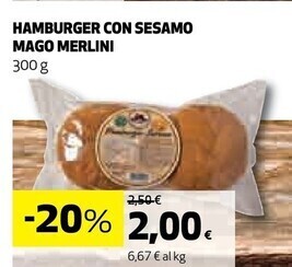 Coop Merlini hamburger con sesamo mago offerta