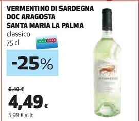 Coop Santa maria la palma vermentino di sardegna doc aragosta offerta