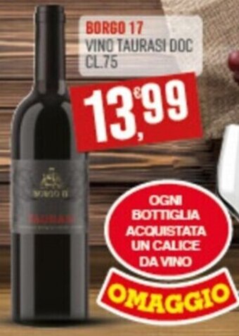 Marketpiù BORGO 17 VINO TAURASI DOC CL.75 offerta