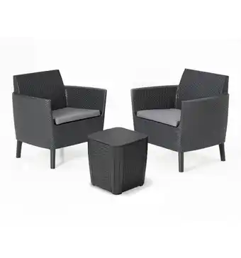 Eurobrico Set da giardino keter 'salemo balcony' con 2 poltrone e tavolo 39x39 cm, colore grafite - keter offerta