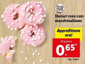 Lidl Donut rosa con marshmallows 54 g pezzo offerta