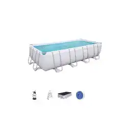 Eurobrico Piscina fuori terra 488x244x122 cm rettangolare power steel con filtro a sabbia, scaletta e telo di copertura - bestway 56671 offerta