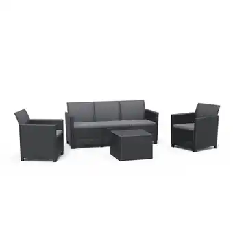 Eurobrico Set da giardino 'claire lounge' con 2 poltrone, un divano a 3 posti e tavolo, colore grafite - keter offerta