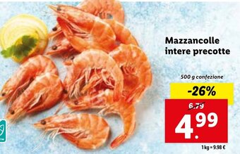 Lidl Mazzancolle intere precotte 500 g confezione offerta