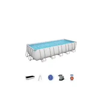 Eurobrico Piscina fuori terra rettangolare 649x274x122 cm power steel frame con di pompa, scaletta, cover e chemconnect - bestway 5612b offerta