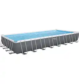 Eurobrico Piscina fuori terra rettangolare 956x488x132 cm grigio scuro power steel con telo, pompa e scaletta - bestway 56623-new offerta