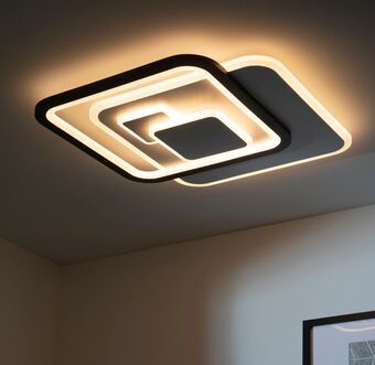 Bricocenter Plafoniera curry metallo bianco e nero 51x51x6cm led 5200lm cct dimmerabile offerta
