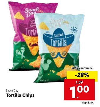 Lidl Snack Day Tortilla Chips 300 g confezione offerta
