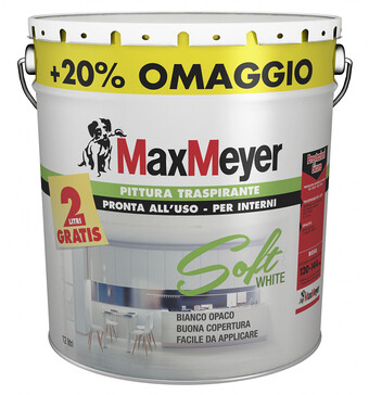 Eurobrico Pittura traspirante per interni pronta all'uso soft white 10lt + 2lt omaggio - max meyer offerta