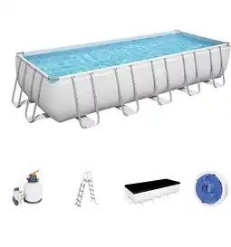 Eurobrico Piscina fuori terra rettangolare 732x366x132 cm power steel framecon pompa, telo e scaletta - bestway 56475 offerta